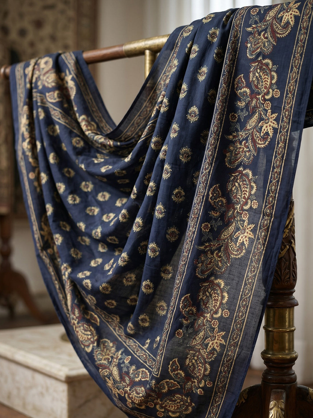 Blue Embroidery Cotton Blend Kurta With Pant &amp; Dupatta