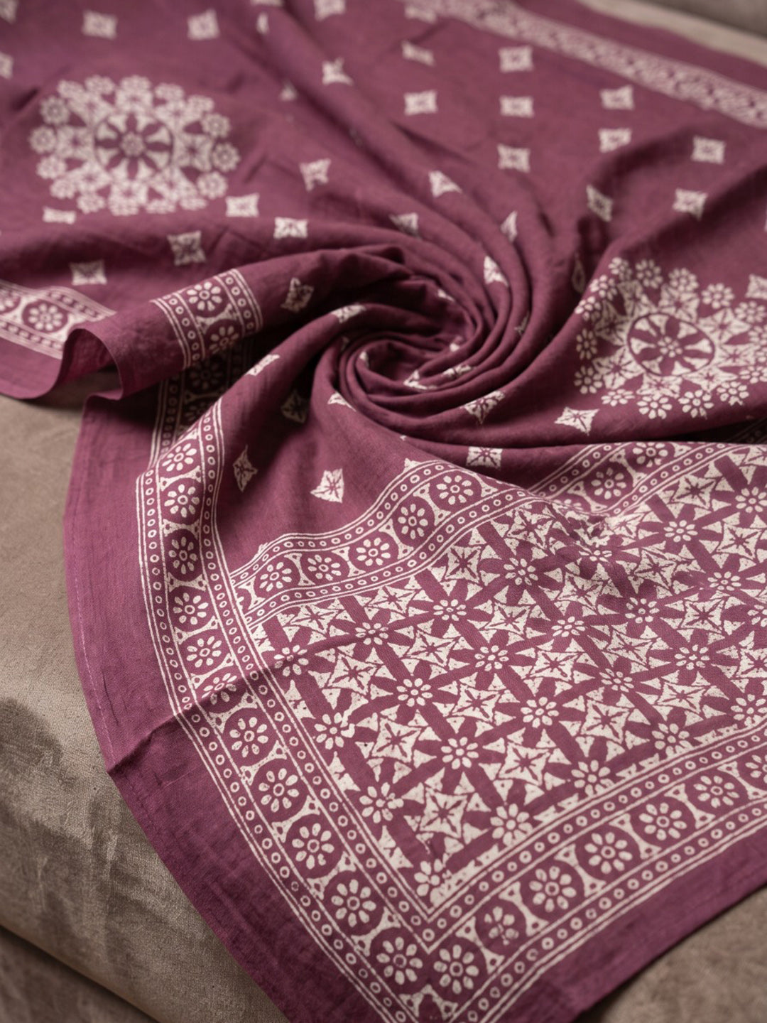 Wine Embroidery Cotton Blend Kurta With Pant &amp; Dupatta