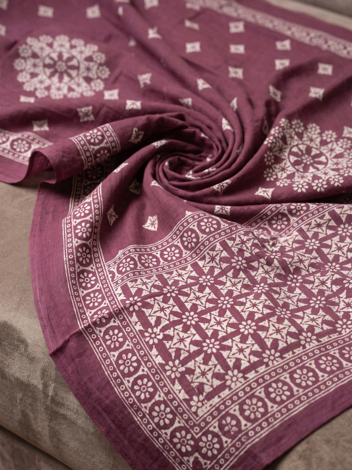Wine Embroidery Cotton Blend Kurta With Pant &amp; Dupatta