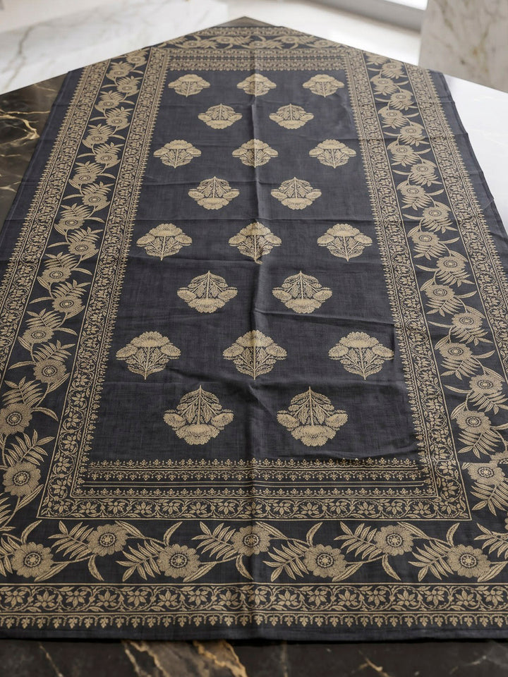 Navy Blue Printed Cotton Blend Kurta With Pant &amp; Dupatta