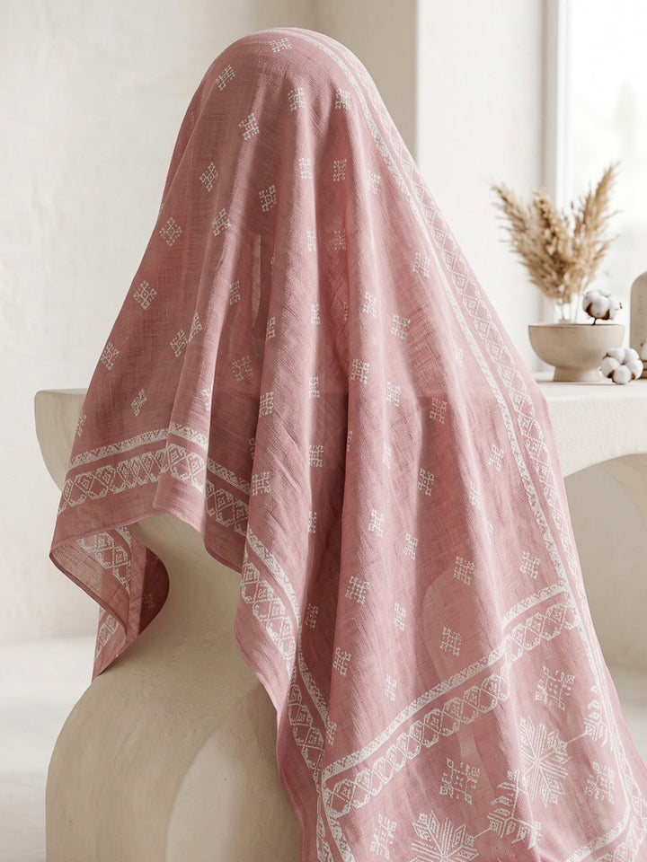Pink Printed Cotton Blend Kurta With Pant &amp; Dupatta