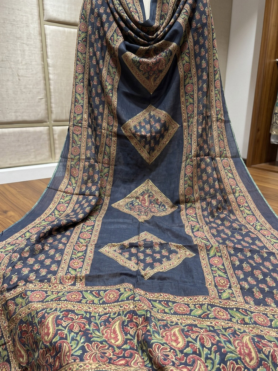 Blue Printed Cotton Blend Kurta With Pant &amp; Dupatta