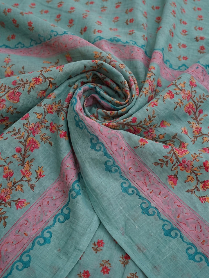 Sky Blue Printed Cotton Blend Kurta With Pant &amp; Dupatta