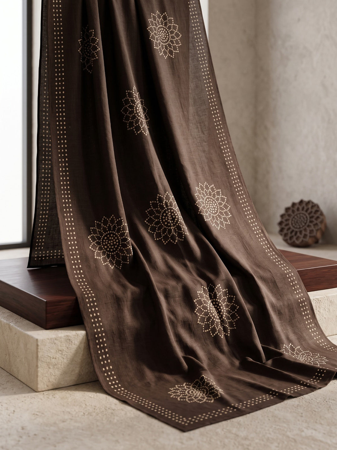 Brown Printed Cotton Blend Kurta With Pant &amp; Dupatta