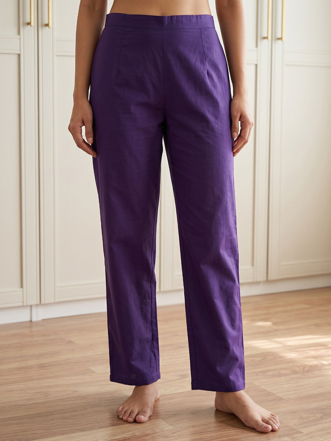 Purple Printed Cotton Blend Kurta With Pant &amp; Dupatta