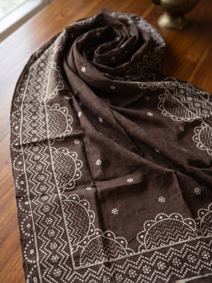 Brown Printed Cotton Blend Kurta With Pant &amp; Dupatta