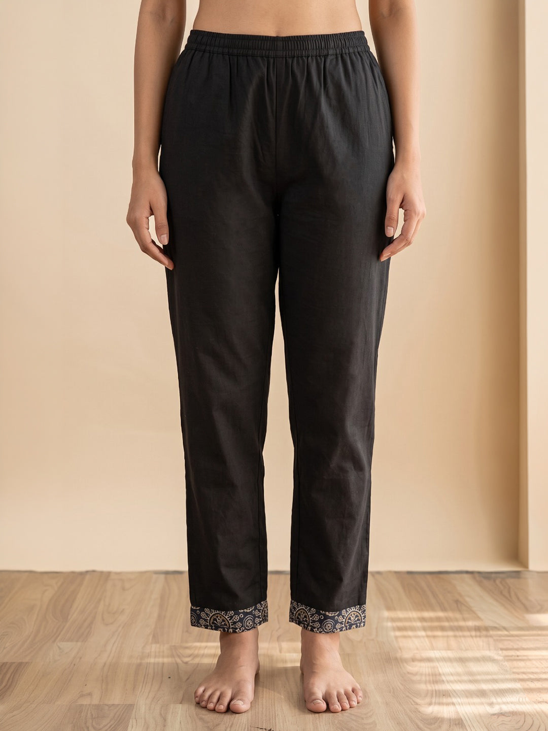 Black Printed Cotton Blend Kurta With Pant &amp; Dupatta
