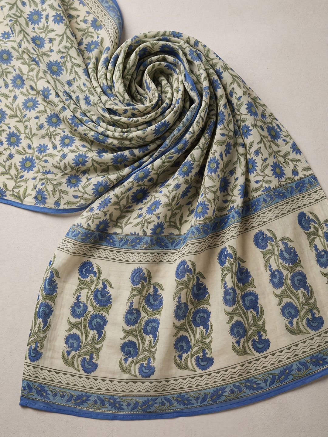 Blue Embroidery Cotton Blend Kurta With Pant &amp; Dupatta