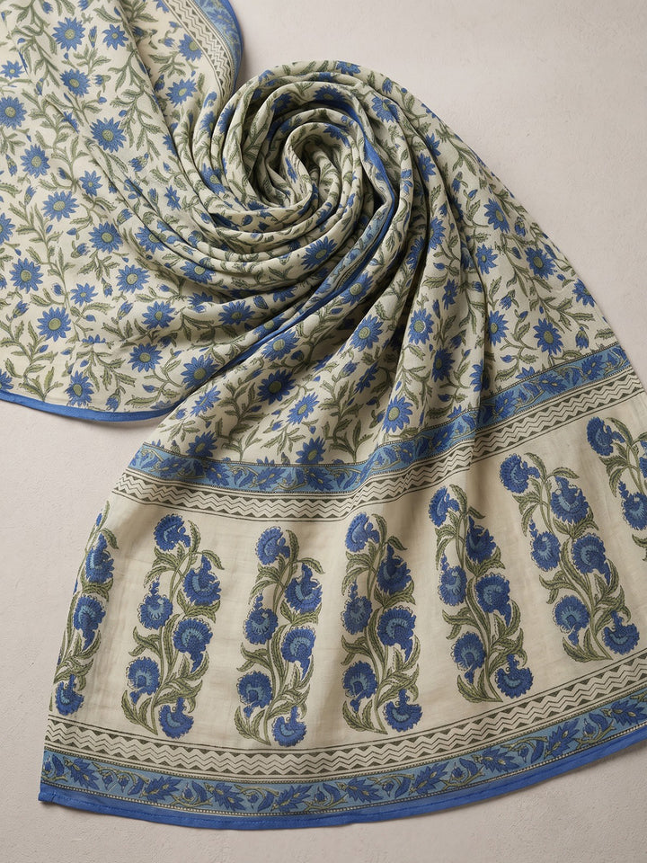 Blue Embroidery Cotton Blend Kurta With Pant &amp; Dupatta