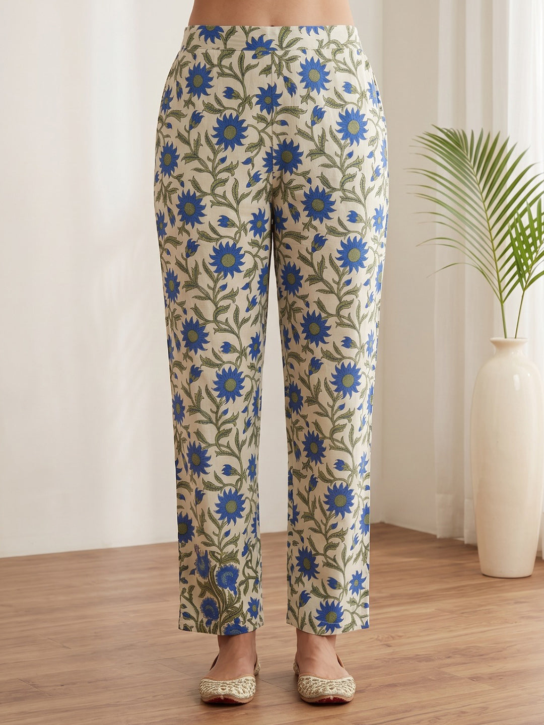 Blue Embroidery Cotton Blend Kurta With Pant &amp; Dupatta