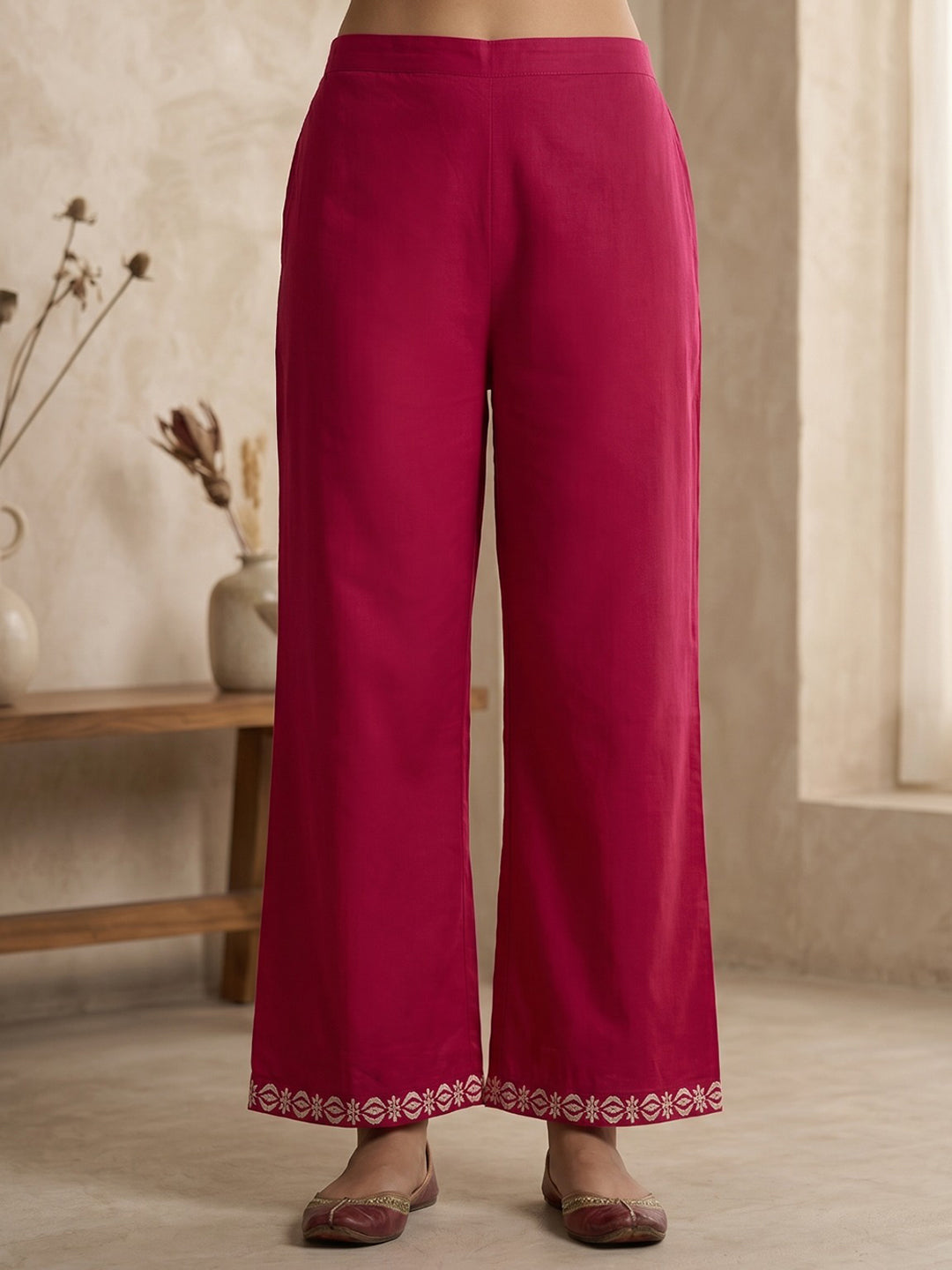 Pink Printed Cotton Blend Kurta With Pant &amp; Dupatta