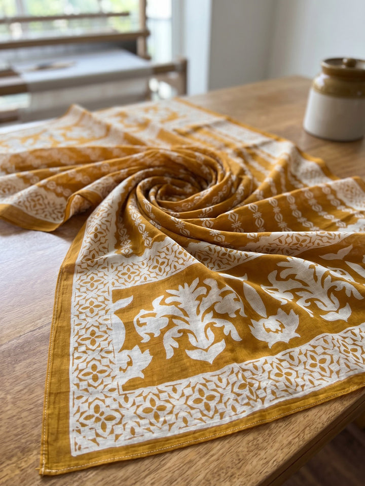 Yellow Printed Cotton Blend Kurta With Pant &amp; Dupatta
