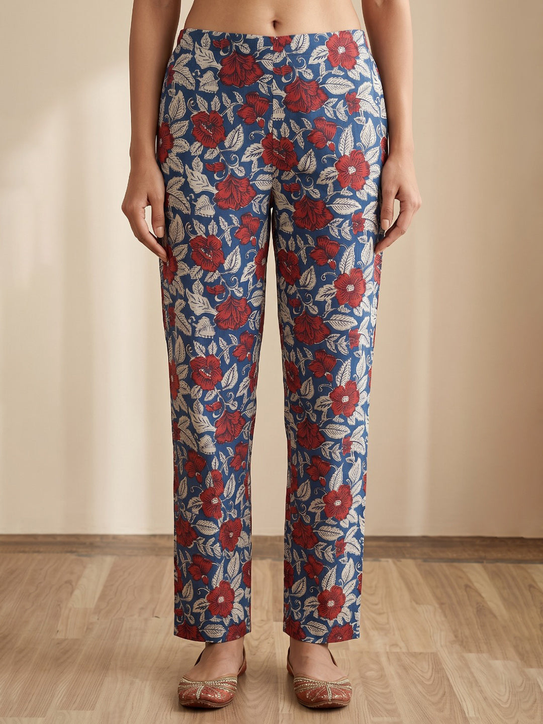 Blue Printed Cotton Blend Kurta With Pant &amp; Dupatta
