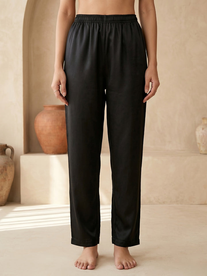 Black Printed Crepe Round Neck Kurta &amp; Pant With Crepe Dupatta