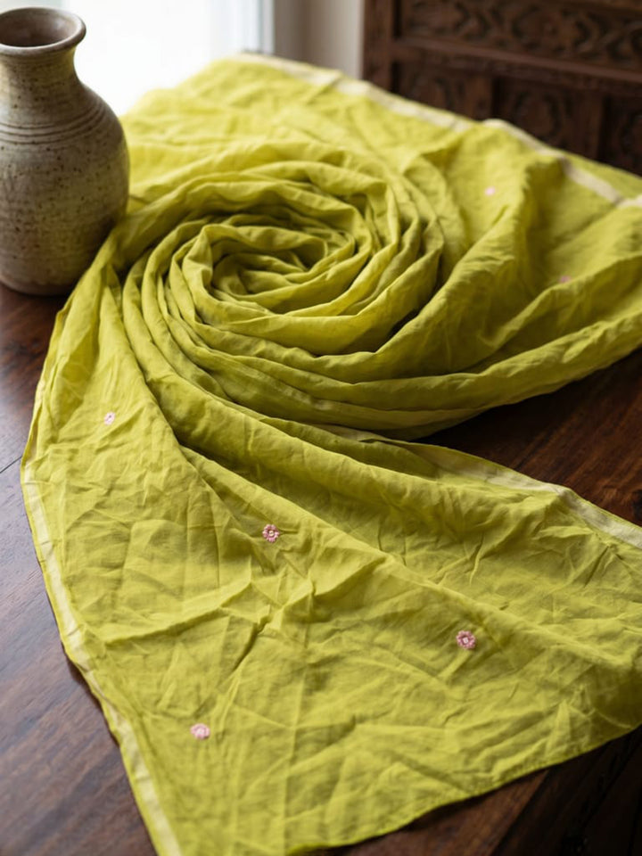 Mustard Printed Cotton Blend Kurta With Pant &amp; Dupatta