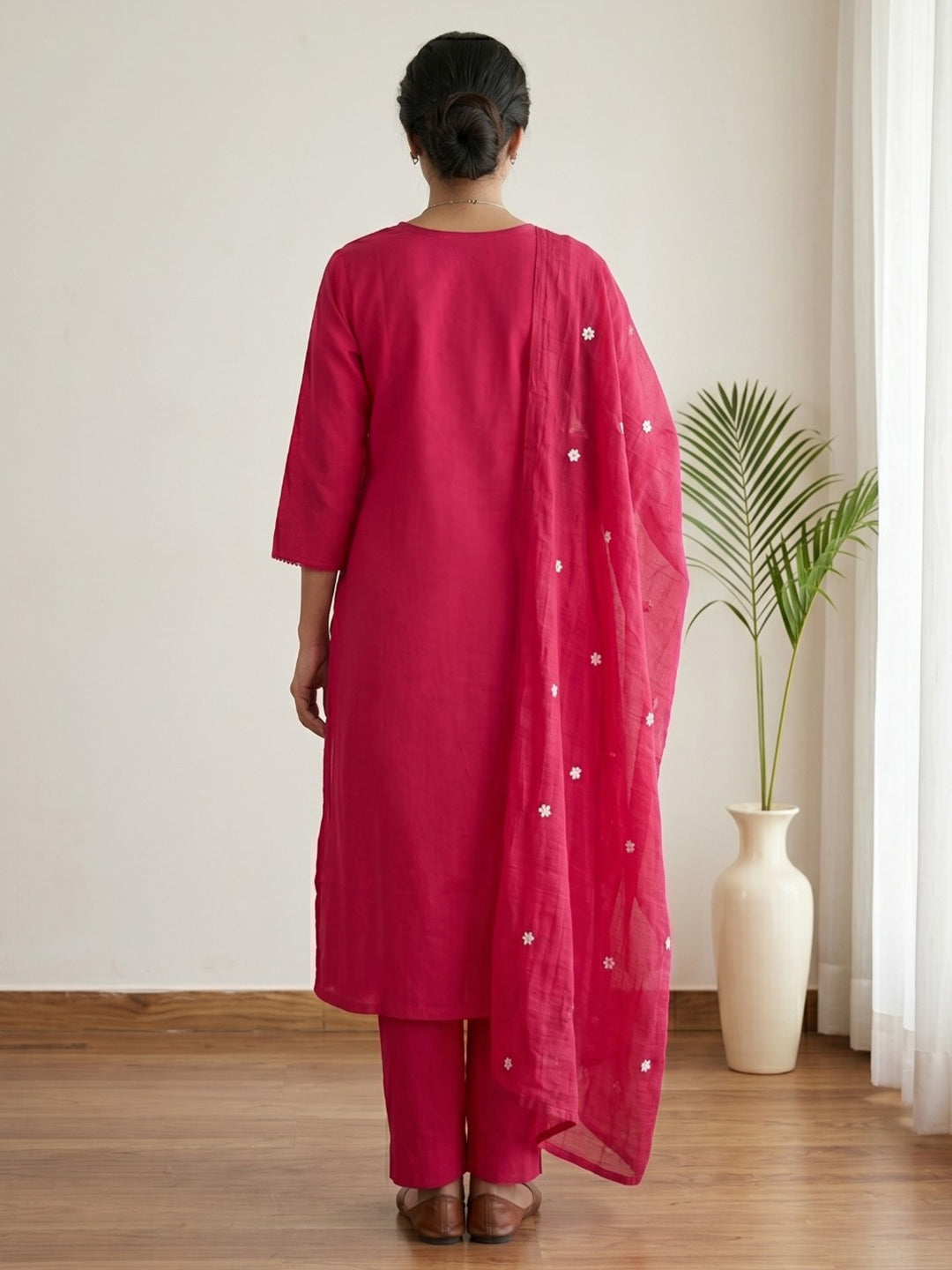 Rani Printed Cotton Blend Kurta With Pant &amp; Dupatta
