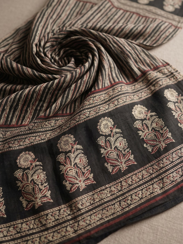 Black Embroidery Cotton Blend Kurta With Pant &amp; Dupatta