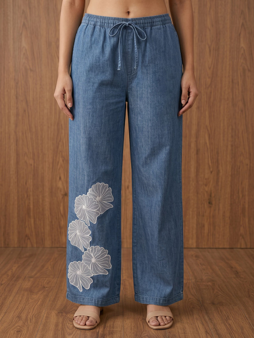 Blue Printed Cotton Blend Kurta With Pant