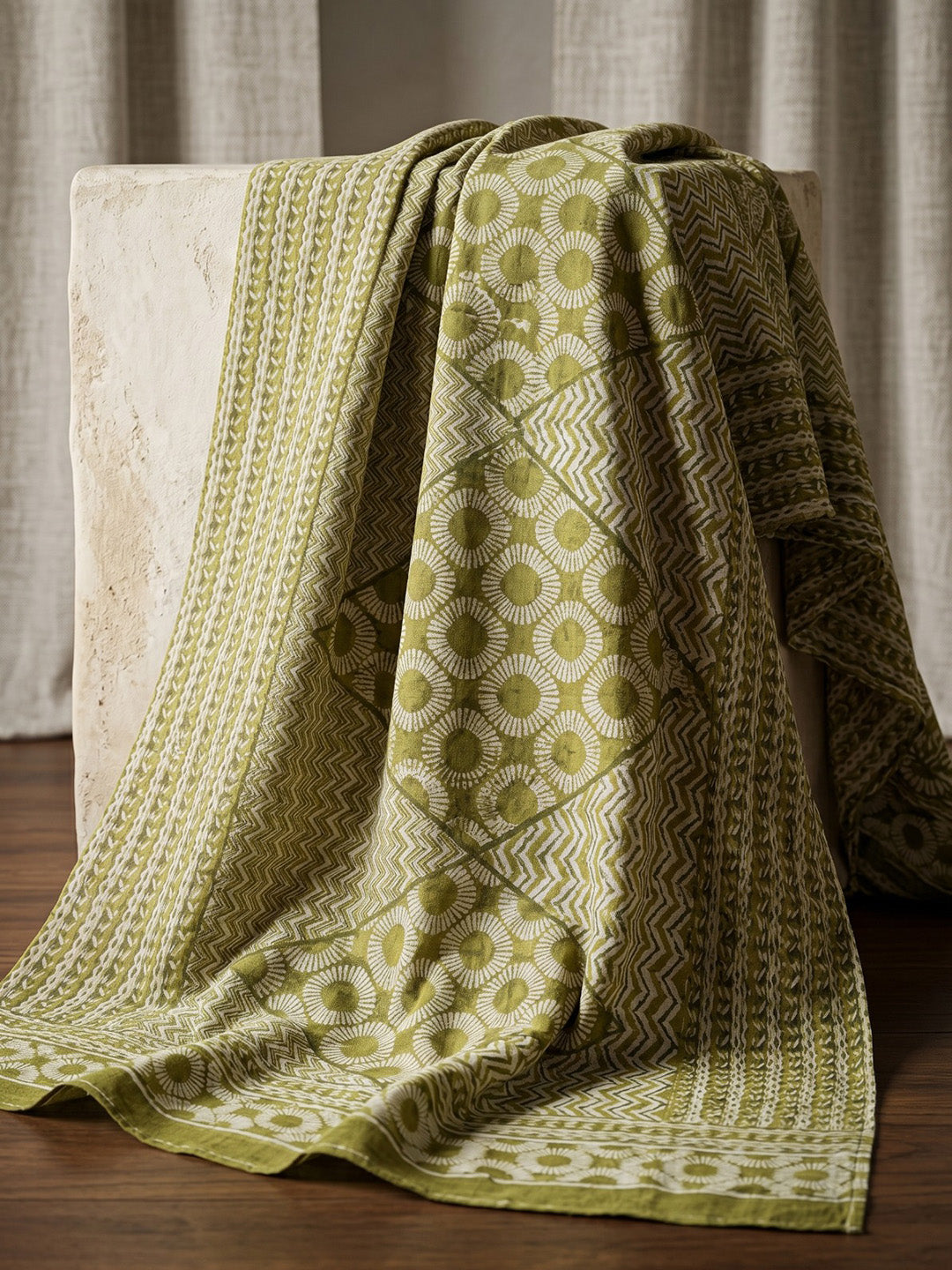 Green Embroidered Cotton Blend Straight Suit Set With Dupatta