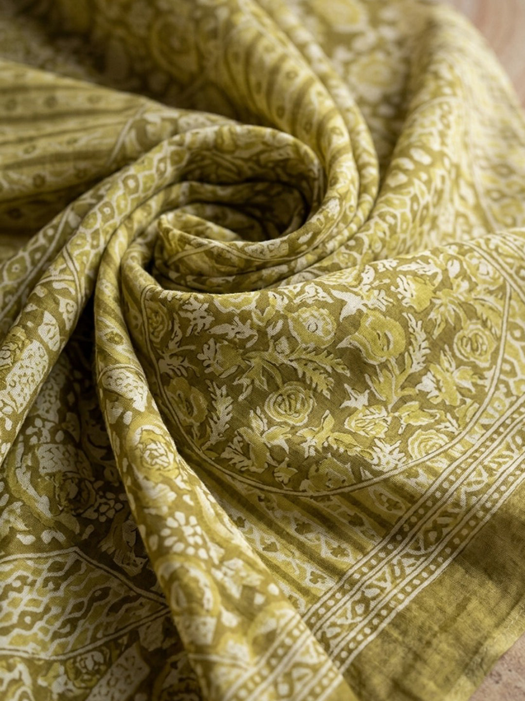 Mustard Printed Cotton Blend Kurta With Pant &amp; Dupatta