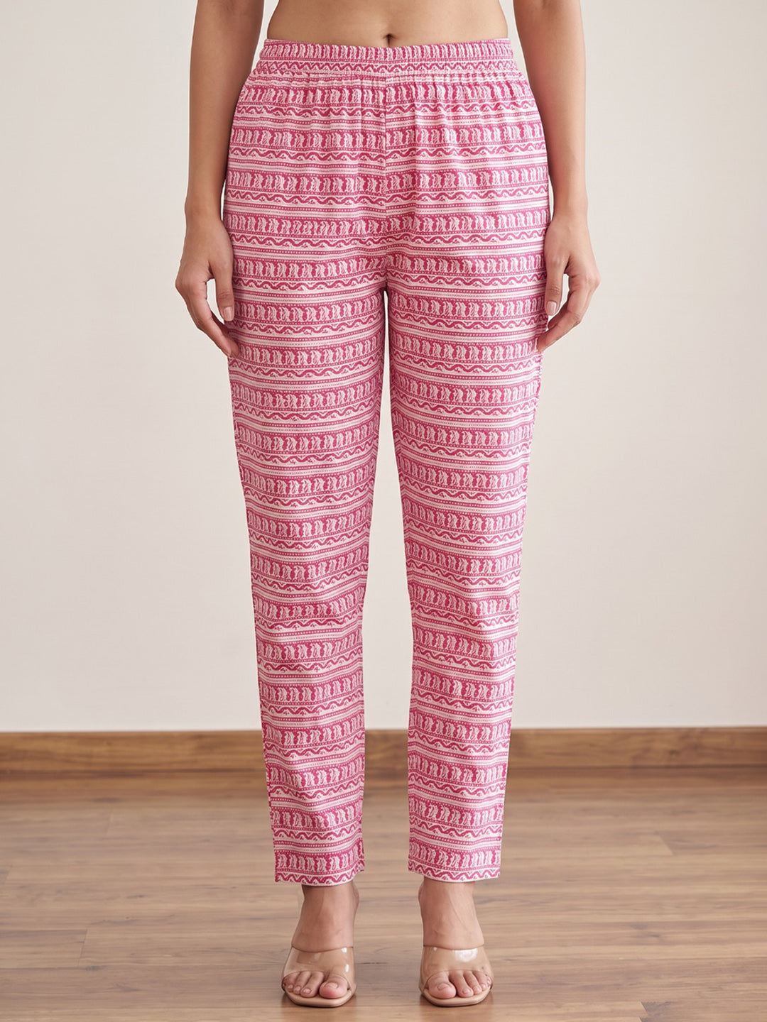 Pink Printed Cotton Blend Kurta With Pant &amp; Dupatta