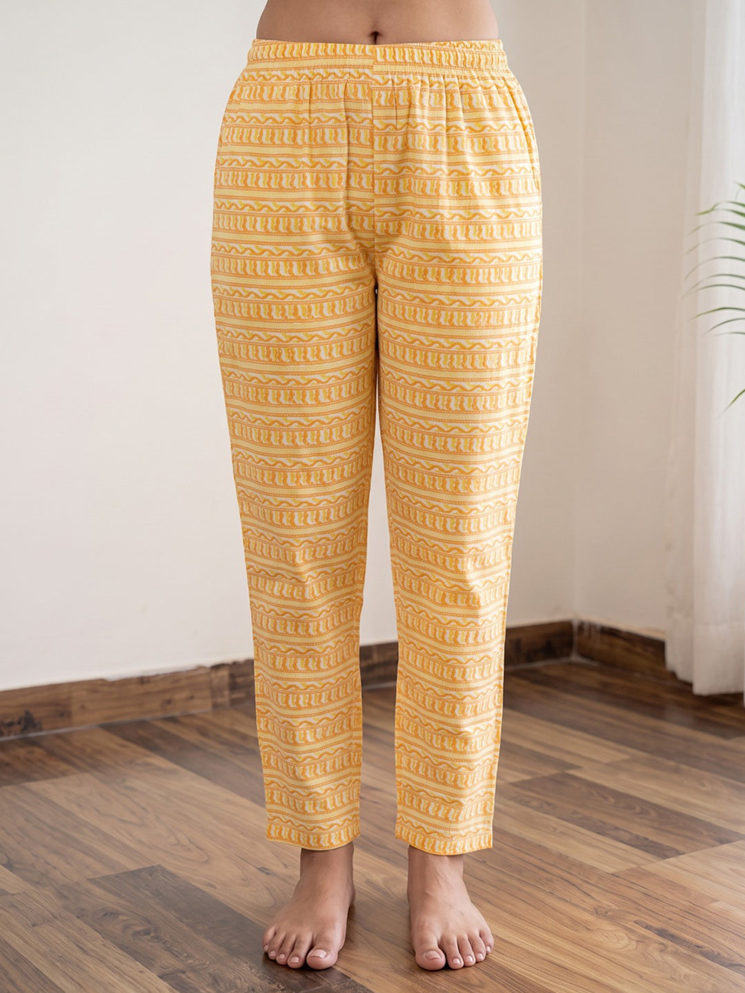 Yellow Printed Cotton Blend Kurta With Pant &amp; Dupatta