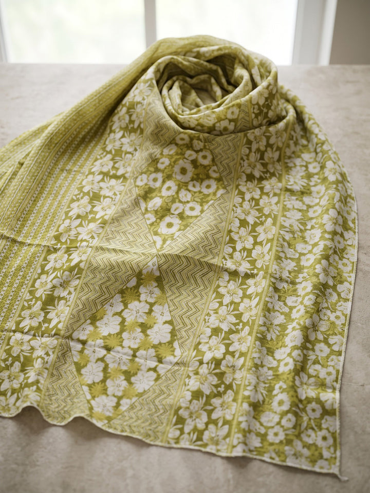 Green Printed Cotton Blend Kurta With Pant &amp; Dupatta