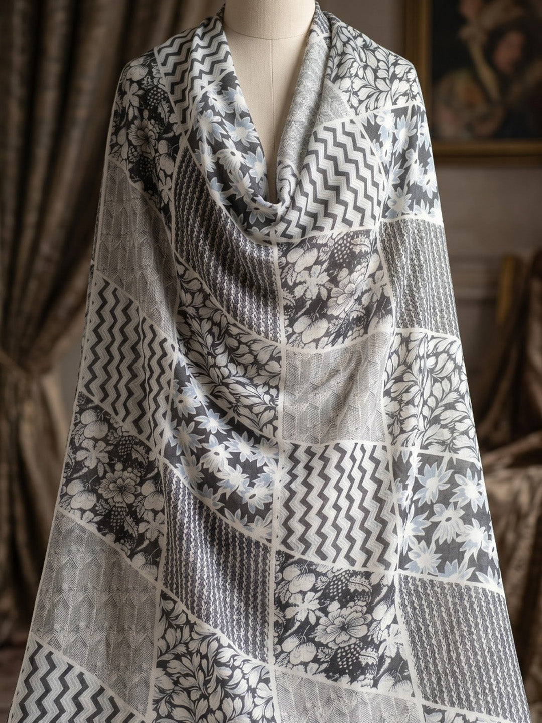 Black Printed Cotton Blend Kurta With Pant &amp; Dupatta