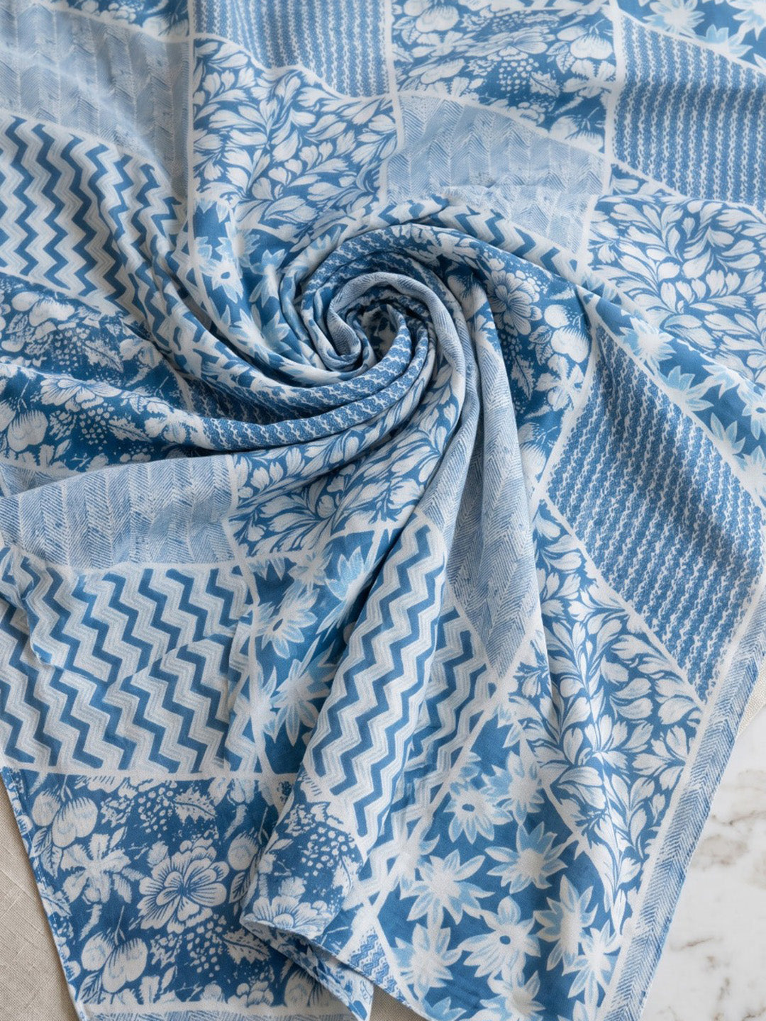 Blue Printed Cotton Blend Kurta With Pant &amp; Dupatta
