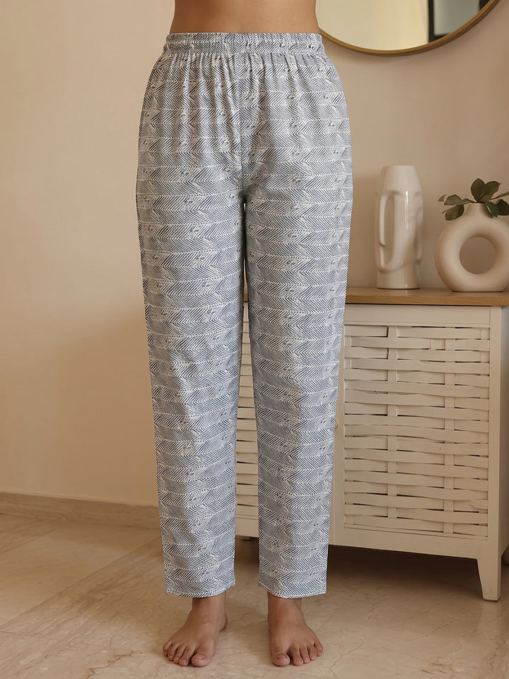 Grey Printed Cotton Blend Kurta With Pant &amp; Dupatta