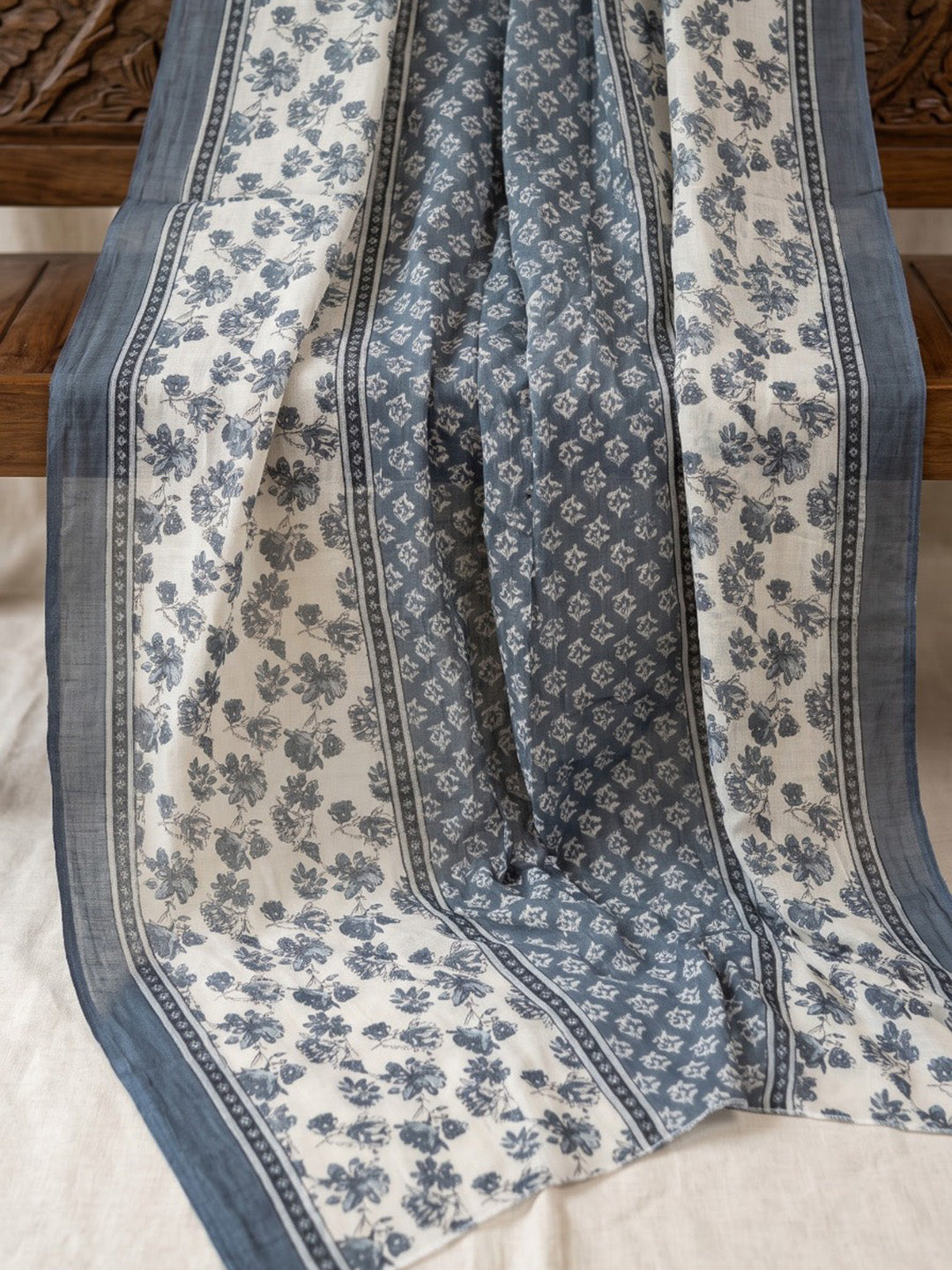 Blue Printed Cotton Blend Kurta With Pant &amp; Dupatta