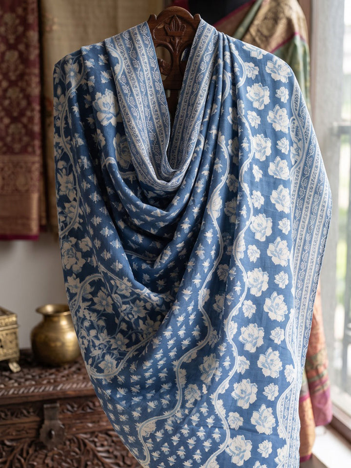 Blue Printed Cotton Blend Kurta With Pant &amp; Dupatta