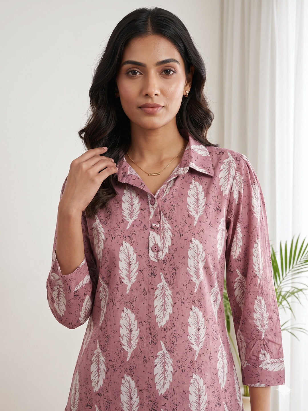Pink Embroidered Cotton Blend Kurta Set