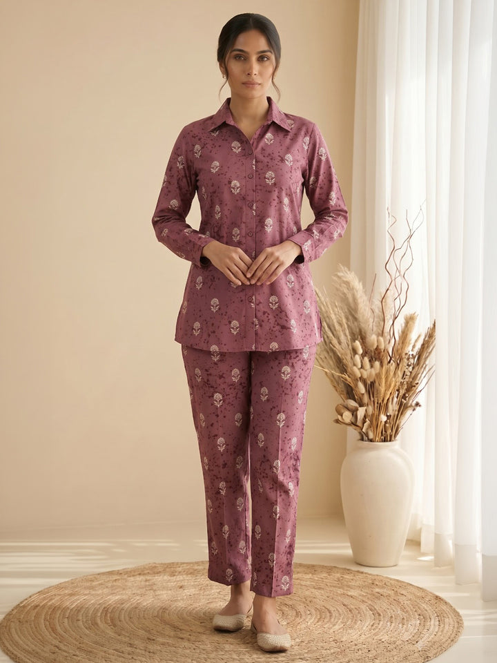 Peach Embroidered Cotton Blend Kurta Set