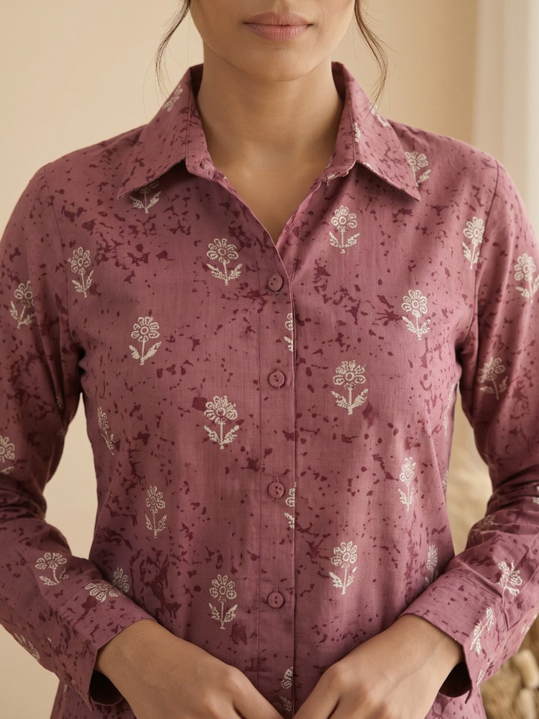 Peach Embroidered Cotton Blend Kurta Set