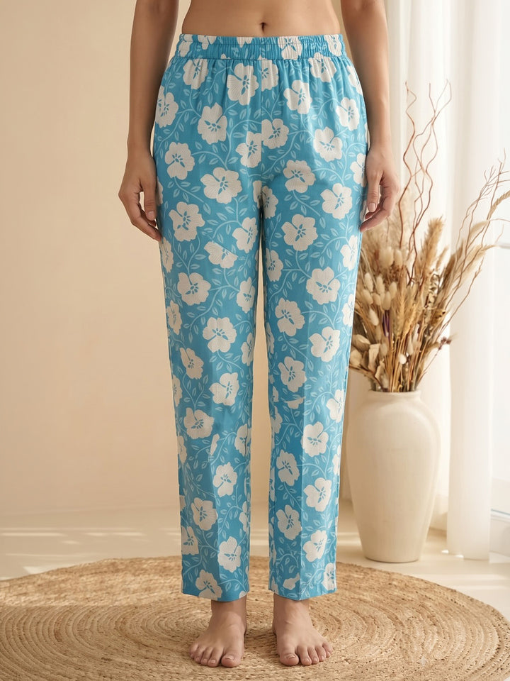 Sky Blue Embroidered Cotton Blend Kurta Set