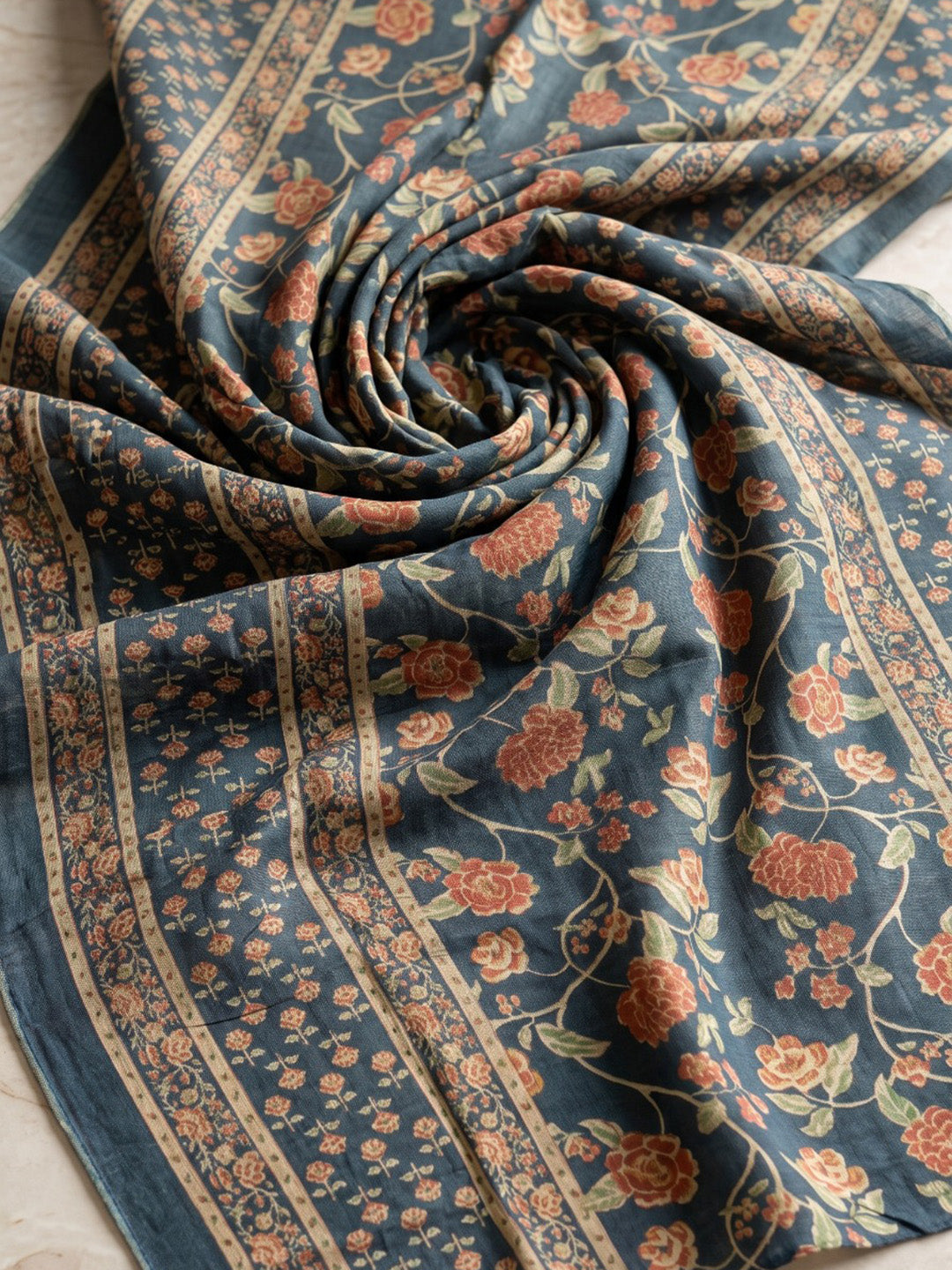 Blue Printed Cotton Blend Kurta With Pant &amp; Dupatta