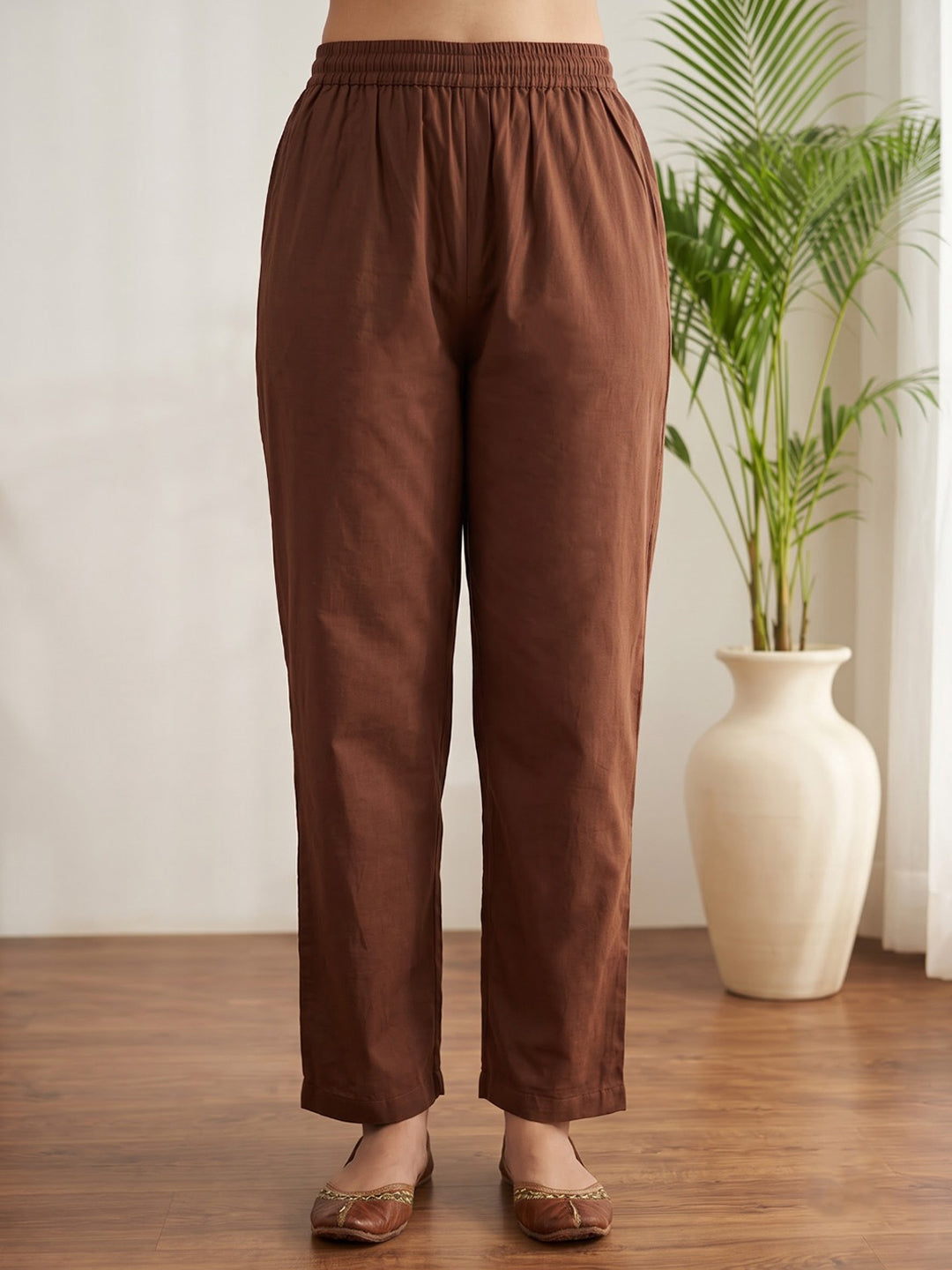 Brown Printed Cotton Blend Kurta With Pant &amp; Dupatta