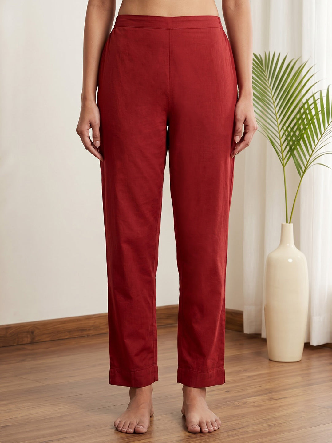 Maroon Printed Cotton Blend Kurta With Pant &amp; Dupatta