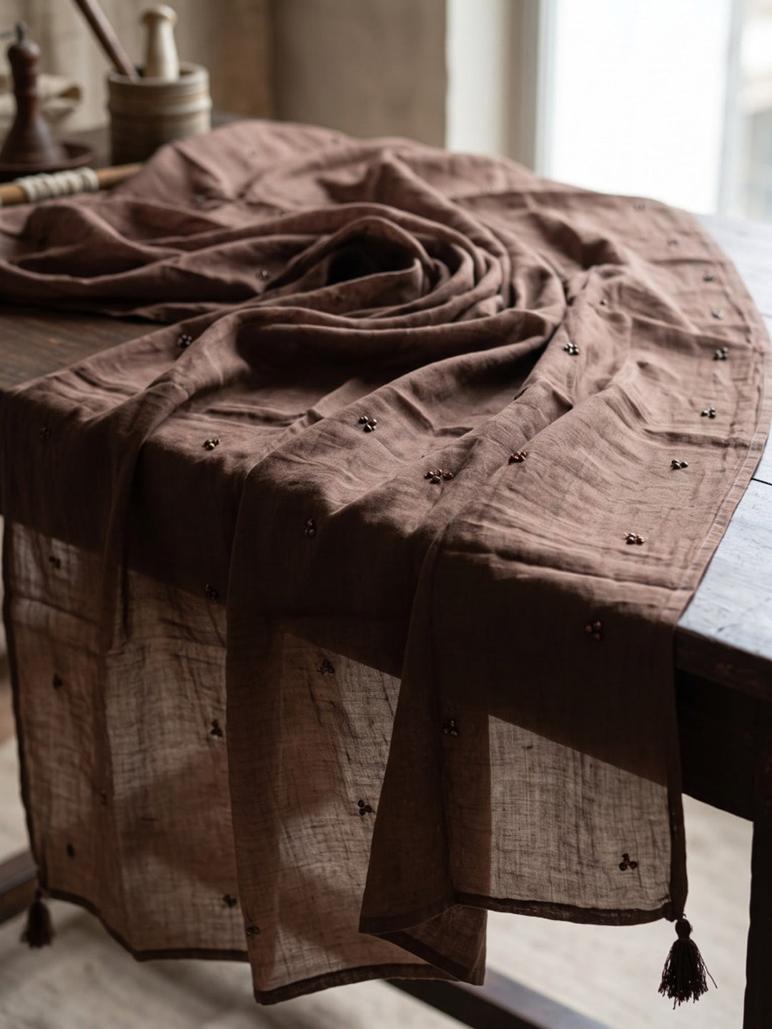 Brown Printed Cotton Blend Kurta With Pant &amp; Dupatta