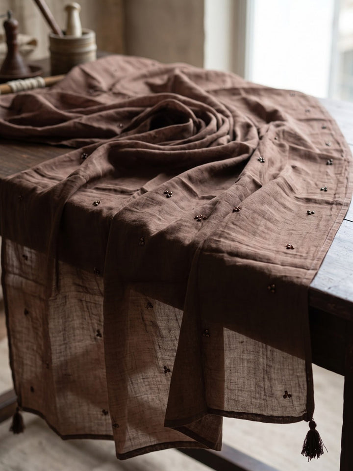 Brown Printed Cotton Blend Kurta With Pant &amp; Dupatta