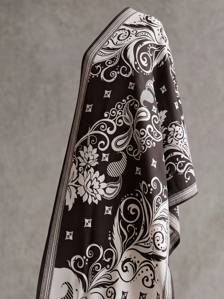 Brown Printed Cotton Blend Kurta With Pant &amp; Dupatta