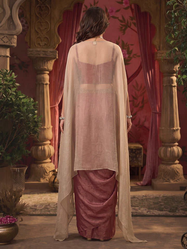 Rani Embroidered Art Silk Dress With Dupatta