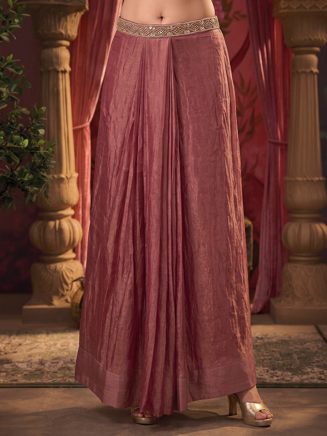 Rani Embroidered Art Silk Dress With Dupatta