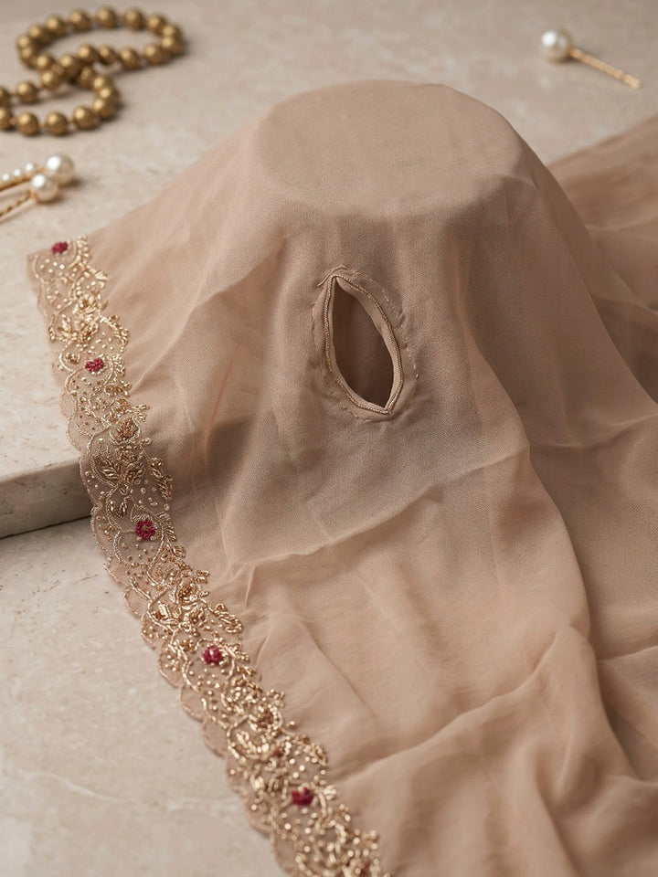 Rani Embroidered Art Silk Dress With Dupatta