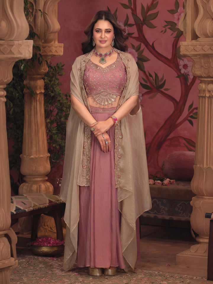 Gazari Embroidered Art Silk Dress With Dupatta