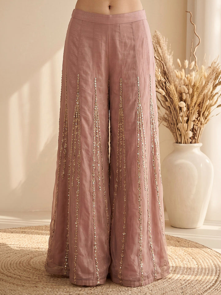 Pink Embroidered Art Silk Kurta With Pant &amp; Dupatta