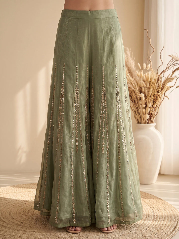 Pista Green Embroidered Art Silk Kurta With Pant &amp; Dupatta
