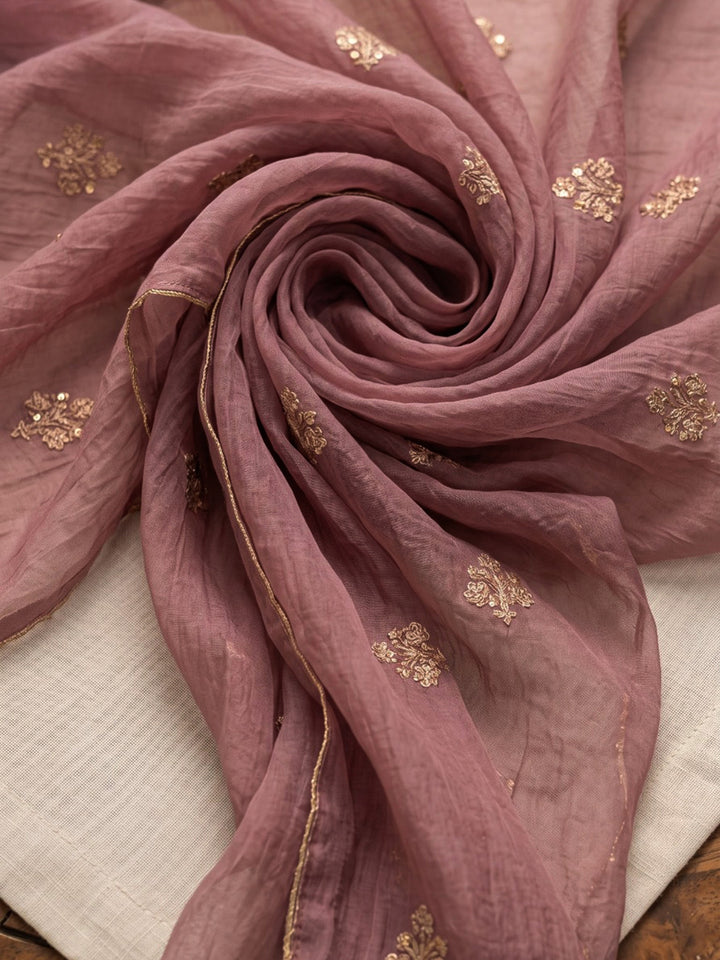 Pink Printed Art Silk Kurta With Pant &amp; Dupatta