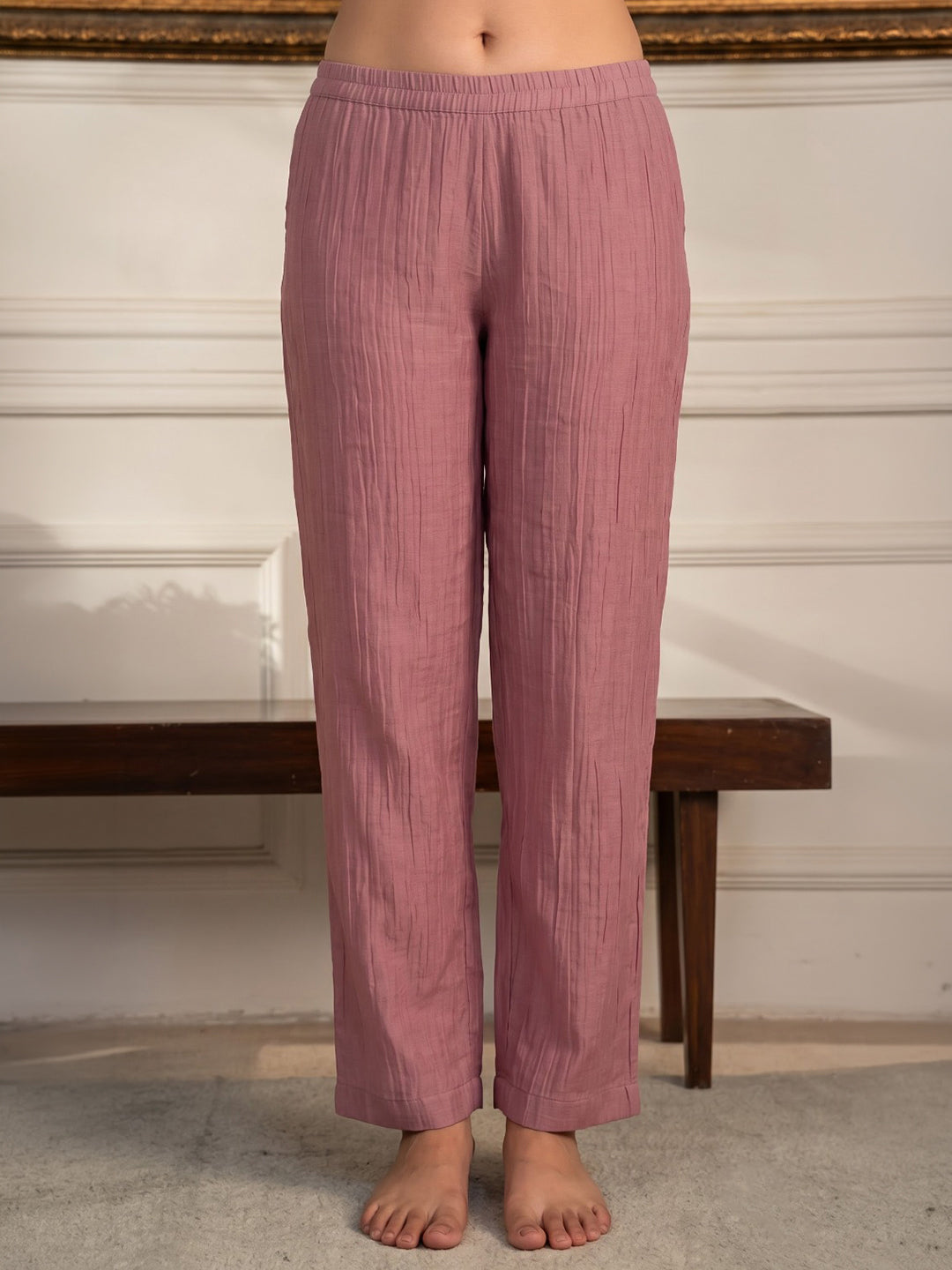 Pink Printed Art Silk Kurta With Pant &amp; Dupatta